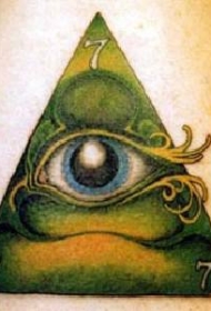 绿色几何眼睛纹身图案