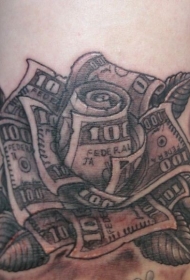 手臂有趣的花形美元钞票纹身图案