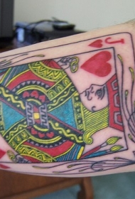 手臂彩色扑克牌国王纹身图案