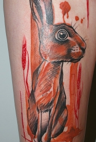 令人印象深刻的彩色野兔与血痕纹身图案
