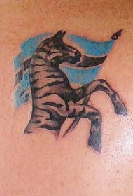 肩部彩色爱国斑马纹身图案