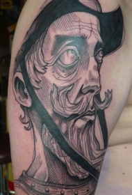 有胡须脸的男人肖像纹身图案