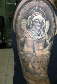 大臂邪恶的玛雅祭司彩色纹身图案