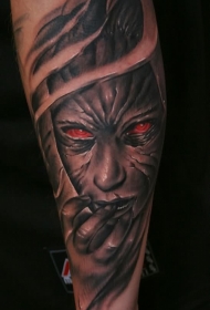 手臂现代恐怖电影主题怪物女人肖像纹身