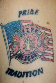 美国消防救援标志彩绘纹身图案