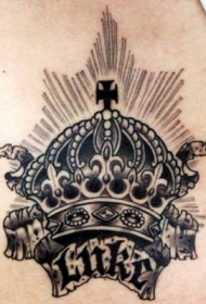 黑灰皇冠和字母纹身图案