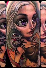 精彩的恐龙和漂亮性感女孩纹身图案