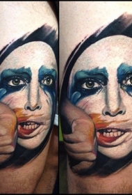 现实主义风格的彩色化妆妇女肖像纹身图案