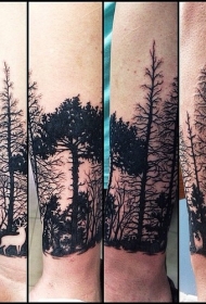 手臂简单的森林里的鹿纹身图案