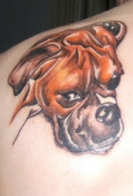 表情搞笑的狗头像纹身图案