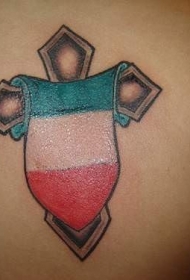 十字架与意大利国旗纹身图案