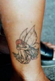 小腿悲伤的仙女纹身图案