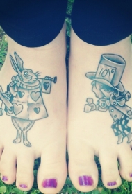 女生脚背卡通兔子可爱的纹身图案