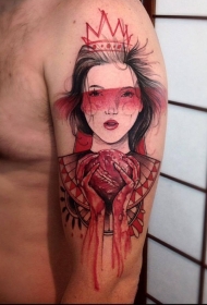 肩部全新流派彩色日本女子血性纹身