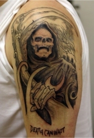 手臂幽灵般的死神纹身图案