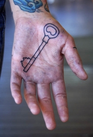 男性手部简约钥匙纹身图案