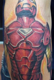 男性手臂彩色钢铁侠纹身图案