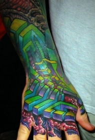 花臂彩色体积机器人纹身图案
