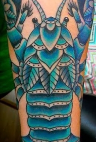 手臂老流派彩色小龙虾纹身图案