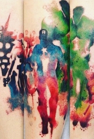 手臂水彩风格画各种超级英雄纹身图片