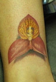 手腕彩色逼真的兰花纹身图案