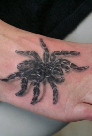 脚部逼真的大蜘蛛纹身图案