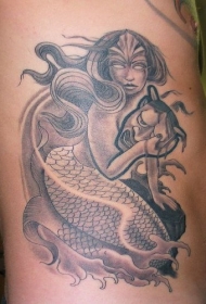 恶魔美人鱼和般若纹身图案
