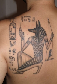 肩部埃及阿努比斯和图腾纹身图案
