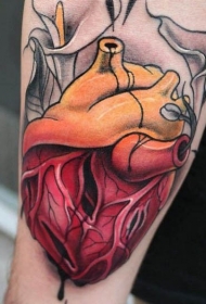 手臂彩色人体心脏纹身图案