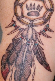 肩部彩色北美土著纹身图案