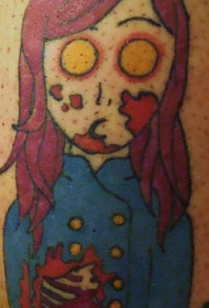手臂彩色卡通女僵尸纹身图案