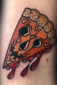 老派风格的彩色比萨切片怪物纹身
