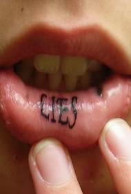 女子嘴唇英文字母纹身图案