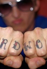 男性手指字母花体纹身图片