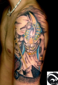 肩部彩色古老的Seth God纹身图案