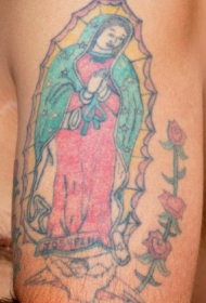 手臂彩色墨西哥圣女纹身图案