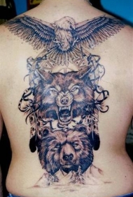 背部逼真的印度动物图腾纹身图片