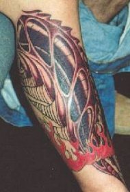 手臂彩色火焰艺术纹身图案