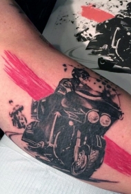 老学校的风格手臂摩托车纹身图案