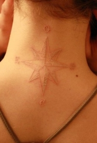 女性颈部白色墨水符号纹身图案