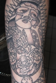 手臂墨西哥风格的圣人图标纹身图片