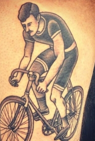 腿部老式自行车循环逼真纹身图案