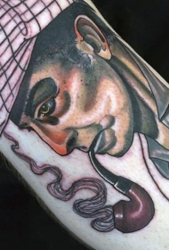 现代传统风格的彩色吸烟男子纹身
