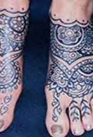 脚部印度部落完整纹身图案
