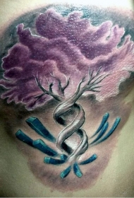 腰侧彩色DNA树纹身图案