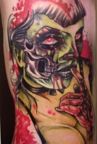 腰侧彩绘诱人的血腥僵尸妇女纹身图案