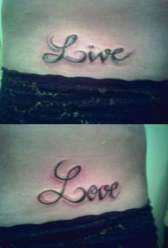 情侣腰部英文字母爱纹身图案