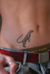 腰部黑色直立的豹子纹身图案