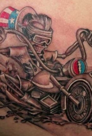 肩部彩色美国摩托车骨架赛车纹身图案