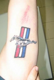 手臂彩色符号与马纹身图案